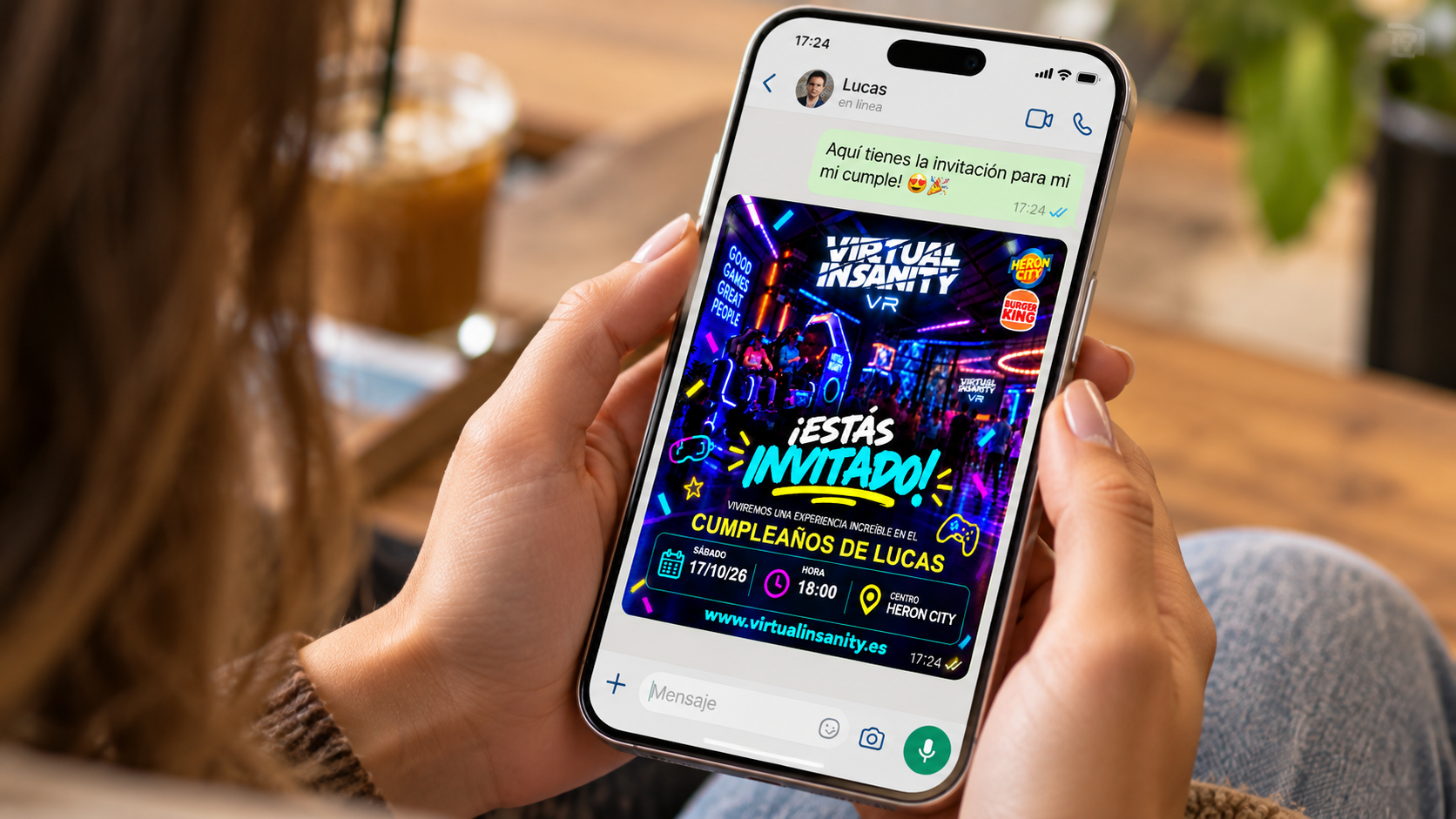 Invitación de Virtual Insanity en un chat de WhatsApp